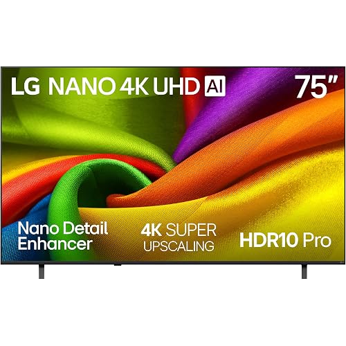 LG 75-Inch Class Nano AI 4K NU85 Series Smart TV w/AI Sound Pro, HDR10, AI 4K Super Upscaling, Filmmaker Mode, Wow Orchestra, Compatible with Alexa (75NU850BPUA, 2026)