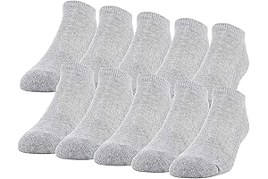 Grey No Show Socks Men - 10-Pairs Active Cotton No Show Socks