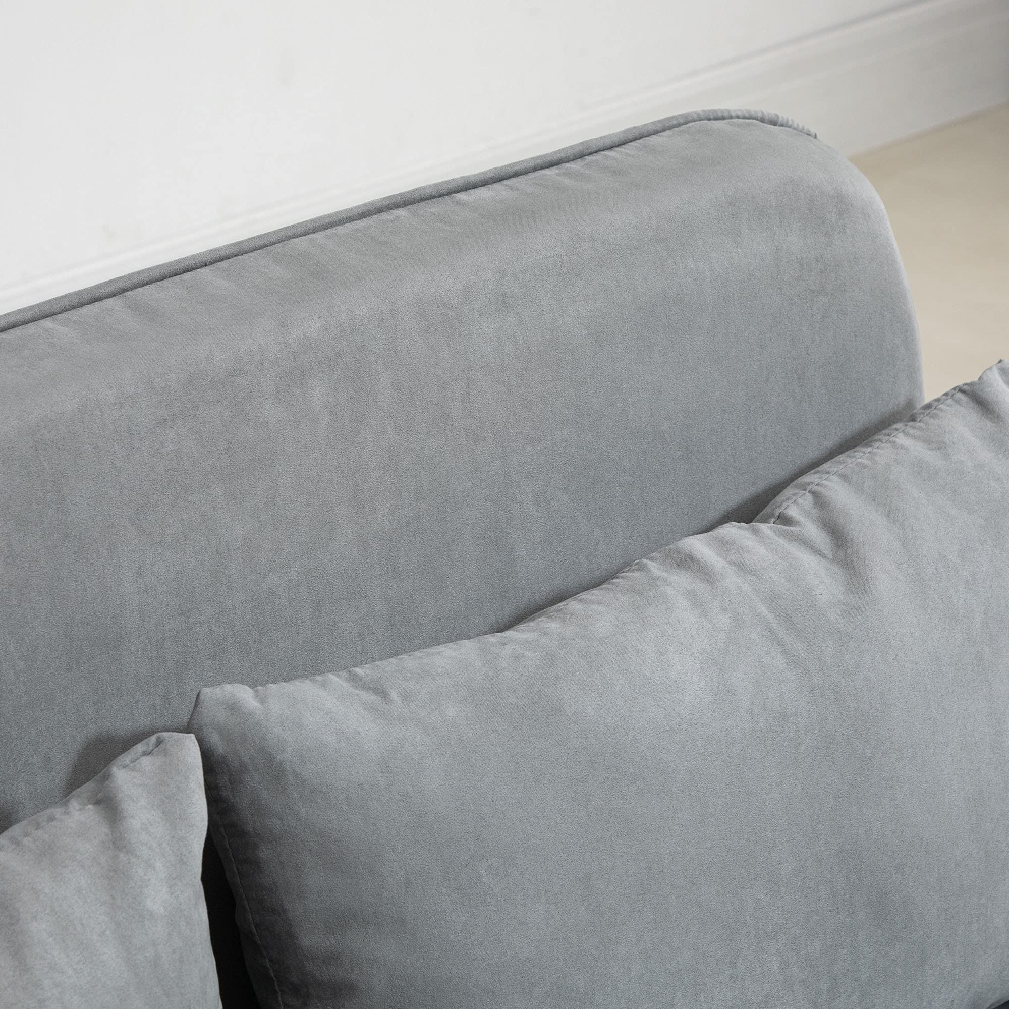 HOMCOM Canapé-lit 2 Places, Fauteuil Convertible avec Dossier réglable en 5 Positions, Chaise Longue avec 2 Coussins Inclus, canapé en revêtement Aspect suède déhoussable, 111x80x78cm, Gris Clair