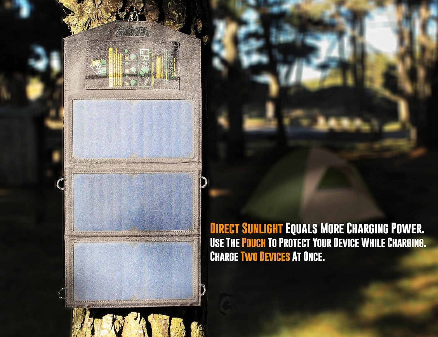 Free Shipping Over $50 Ryno Tuff Portable Solar Charger for Camping - 21W Foldable Solar Panel Charger 2 USB Ports - Waterproof & Durable, Compatible with iPhone, iPad, Galaxy, LG, Nexus, Battery Packs, & All USB Devices