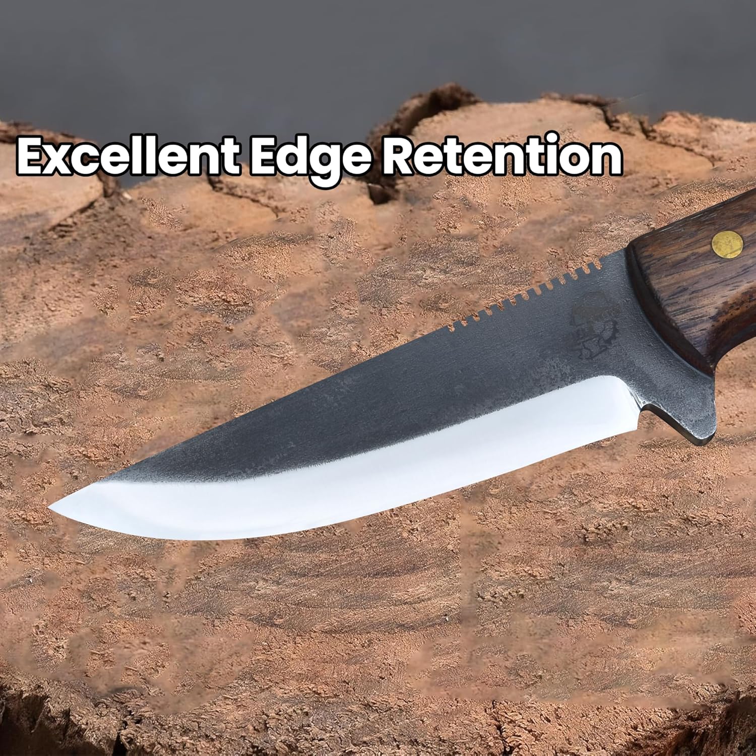 Knives Ranch Premium Bushcraft Camping Knife – Full Tang 440C Stainless Steel - Precision Vacuum Heat Treated 59 HRC - Fixed Blade Hunting Everyday Utility Knife - Rosewood Handle with Leather Sheath