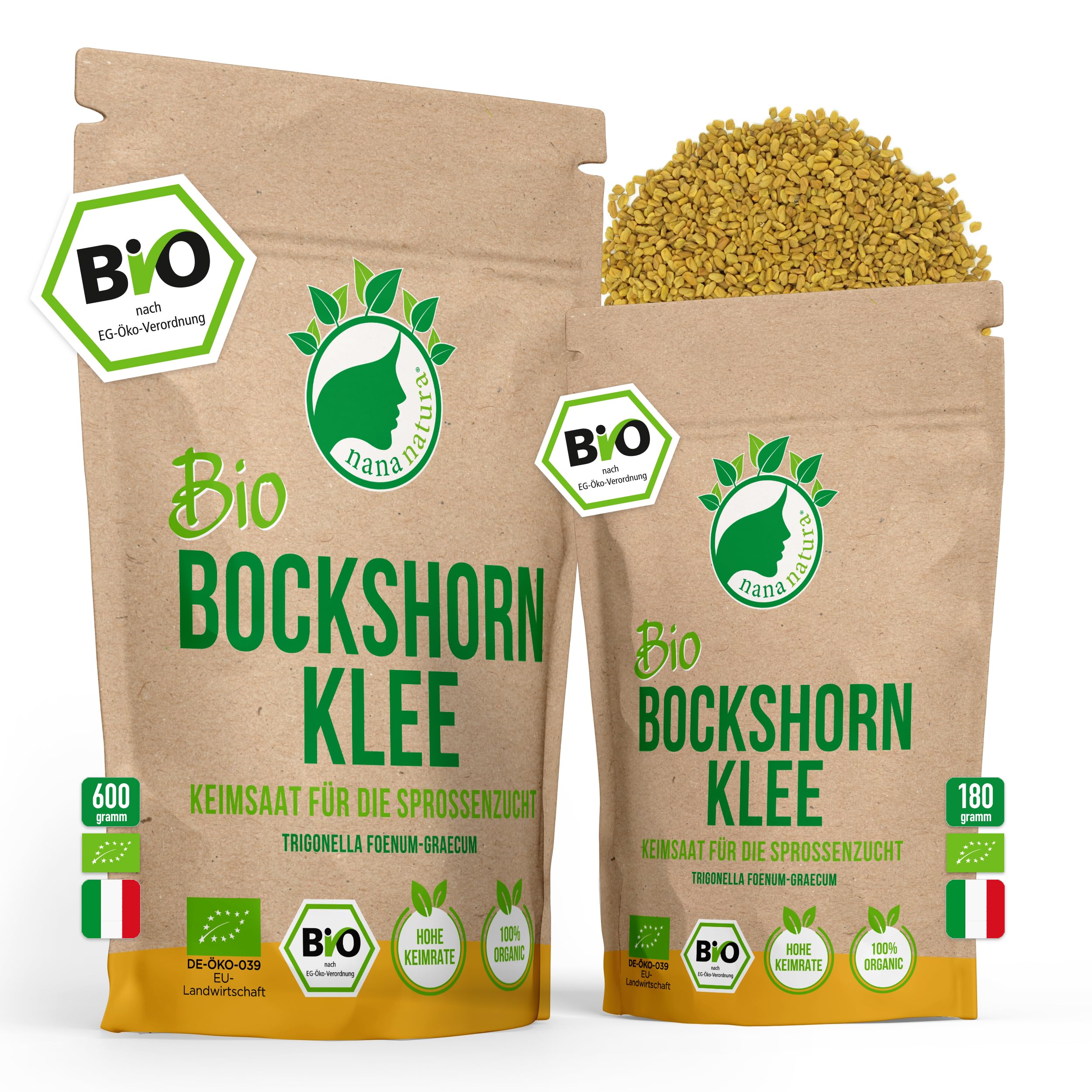 NanaNatura's Bio Sprossen Samen | Keimfähige Saaten zur Sprossenzucht | Microgreens fürs Sprossenglas | geprüft & abgefüllt in Deutschland