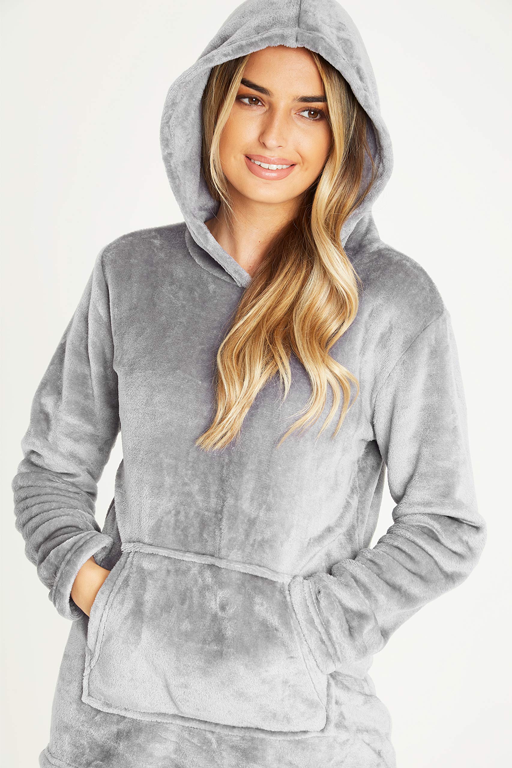 CityComfort Set Pigiama Donna Invernale in Pile, Pigiami con Cappuccio, 2 Pz Abbigliamento da Casa, Regalo Donna Adolescenti