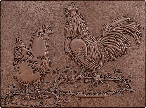 Kitchen Backsplash, Rooster and Chicken Copper Backsplash, Custom Copper Backsplash Panel, Handmade Copper Backsplash Tile, Indoor Outdoor Wall