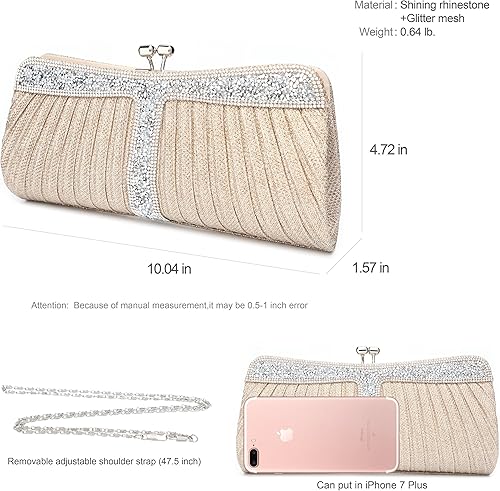 Miniatura 10 de Rhinestone Clutch Purses for Women Purses and Handbags Formal Wedding Party Prom Purse Money Bags S1-Negro, S1-Silver, S3-grey, S3-Rosa