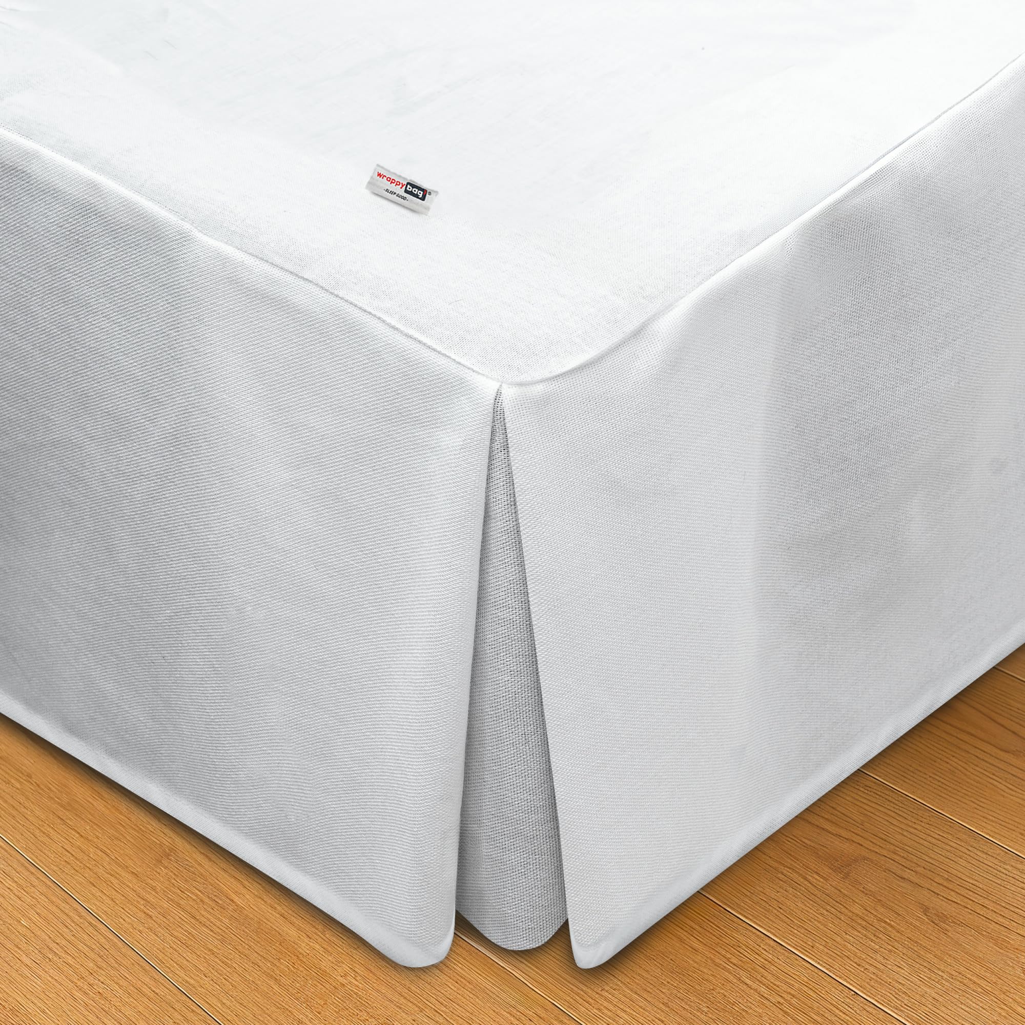 Wrappybag Falda de Cama Cubrecanapé 180 x 200 cm – Funda Somier con Faldones de Cama Largos hasta el Suelo – Renueva, Protege y Cubre tu Somier – Color Blanco – 8 Tamaños