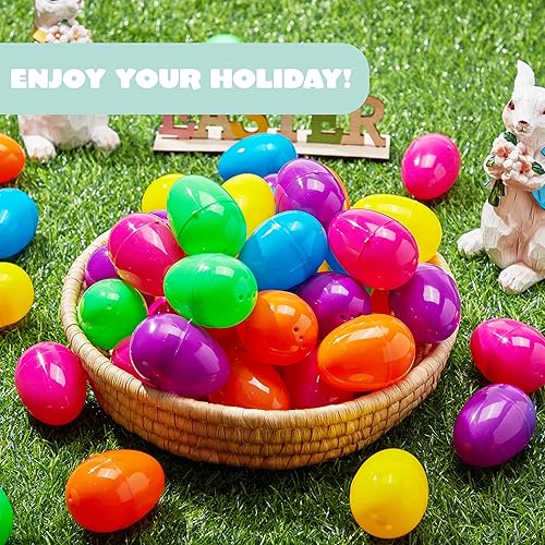 Miniatura 5 de JOYIN 200 huevos de Pascua de 2.3 pulgadas, huevos de plástico vacíos rellenables coloridos y brillantes a granel para caza de Pascua, golosinas de