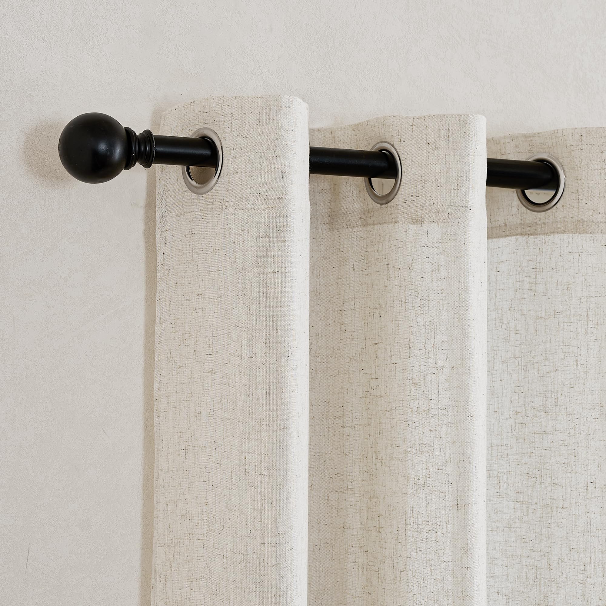 KGORGE Cortinas Salon Modernas 2 Piezas Cortina Lino Cortinas de Casa Cortinas Dormitorio Matrimonio Cortinas Translucidas Cortina Ventana Cortinas Habitacion con Ojales, 140x240cm, Lino