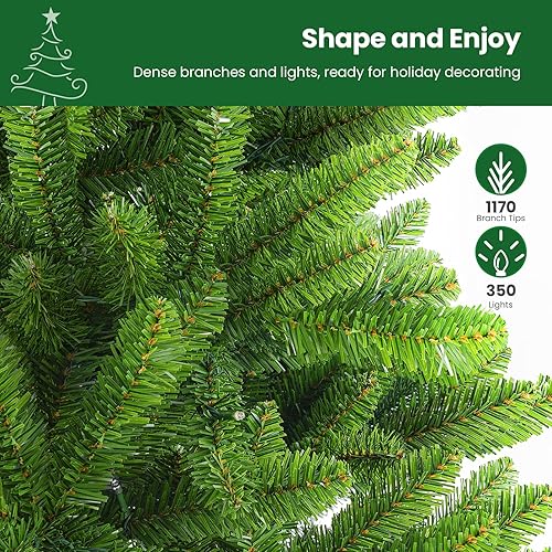 Miniatura 10 de SHareconn Árbol de Navidad artificial preiluminado de alta calidad con bisagras de 6.5 pies con 250 luces blancas cálidas preiluminadas, 900 puntas