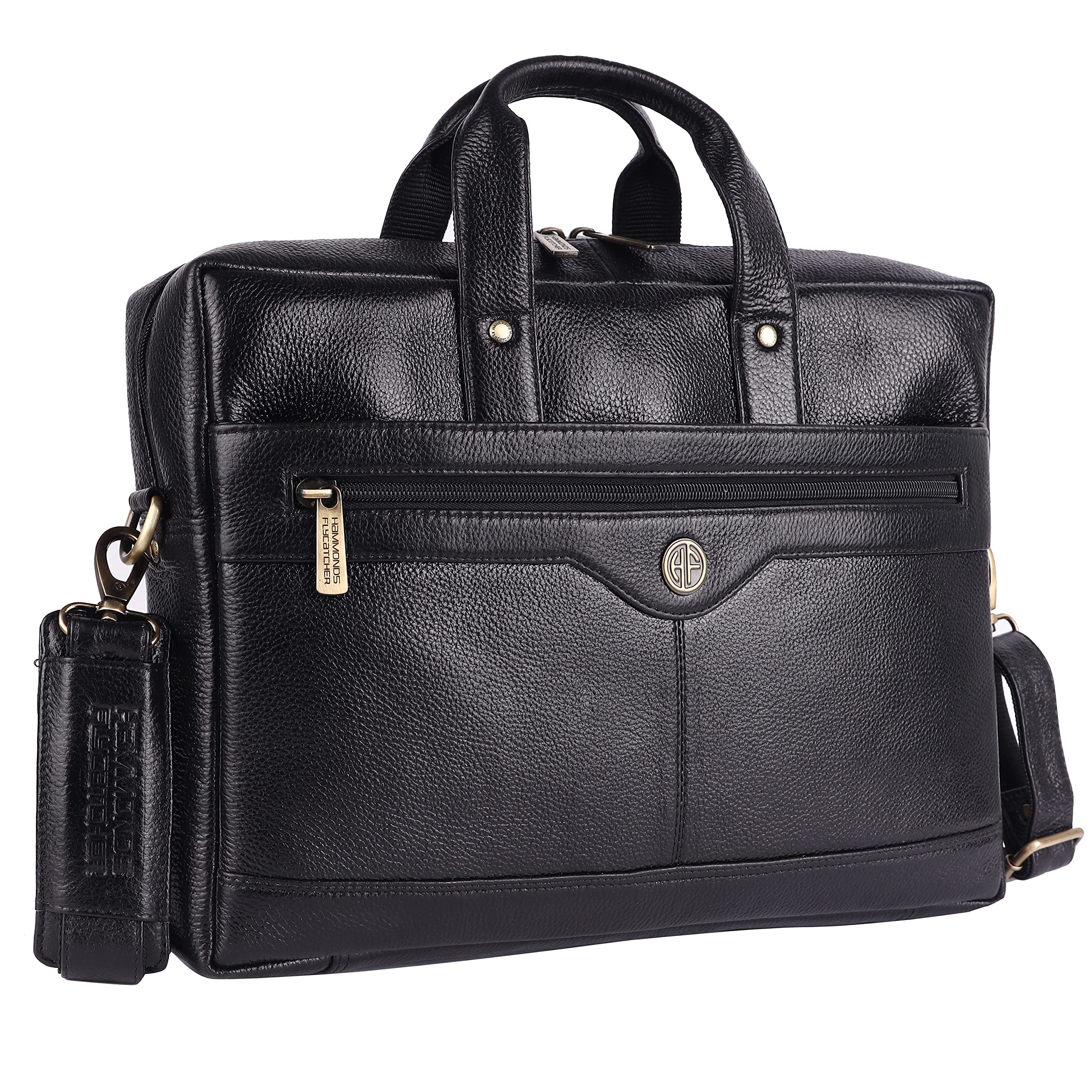 HAMMONDS FLYCATCHER Genuine Leather Office Bag for Men, Leather Laptop Messenger Bag with Adjustable Shoulder Strap and Multiple Compartments, 15.6 Inch Laptop Bag for Men - 1 Year Warranty - Black (B07BHTRJ2C) Amazon Price History, Amazon Price Tracker
