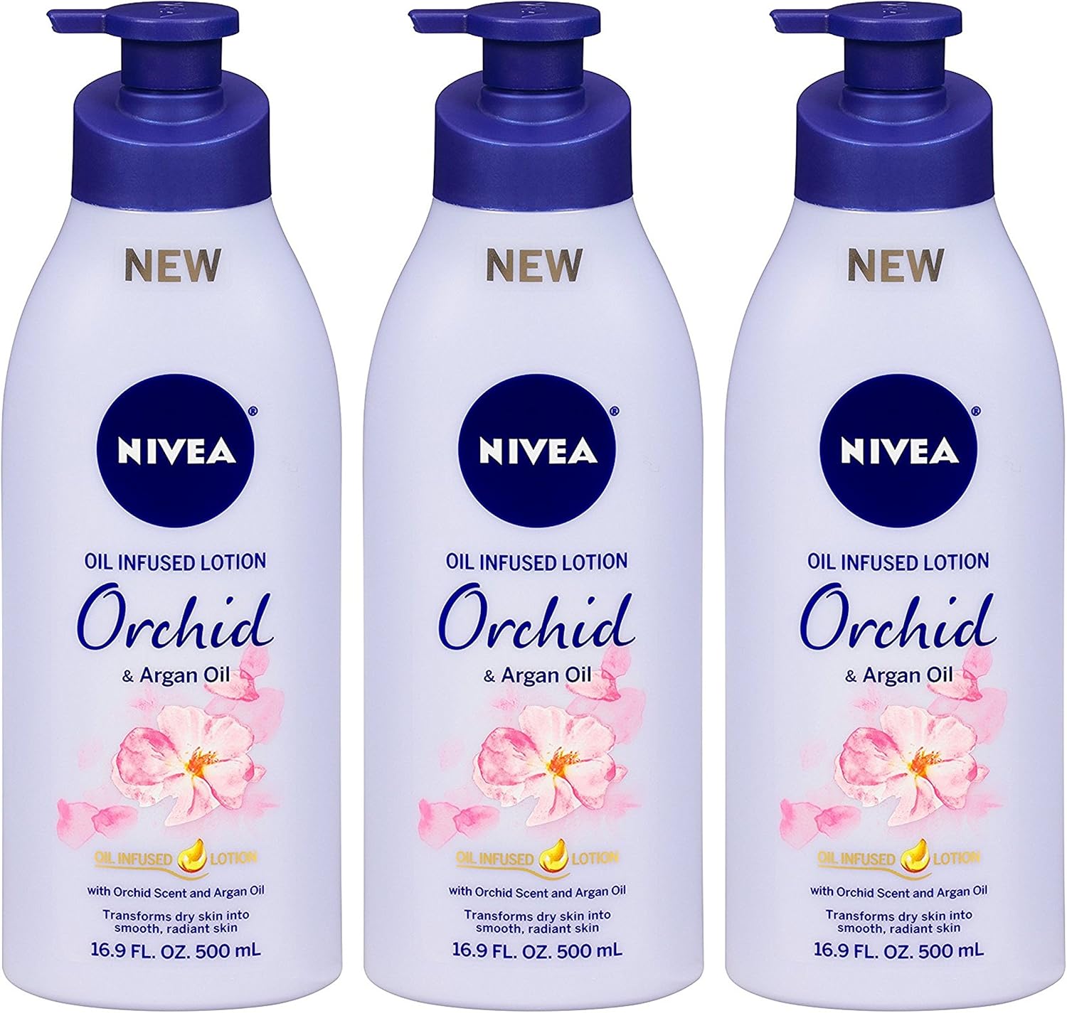 Nivea Oil Infused Body Lotion Orchid & Argan Oil Net Wt. 16.9 FL OZ (500 mL) Per Bottle