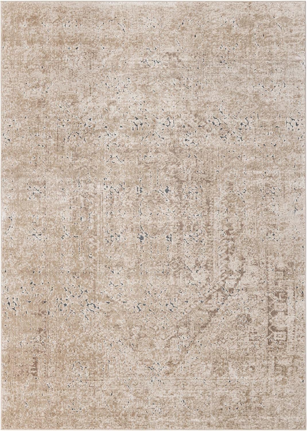 Rugs.com Eliza Collection Rug – 7' x 10' Beige Low Rug Perfect for Bedrooms, Dining Rooms, Living Rooms