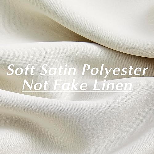 Miniatura 3 de SHINELAND Cortinas opacas de 102 pulgadas para sala de estar, cortinas opacas con pestaña trasera de 102 pulgadas de largo para dormitorio, Crema