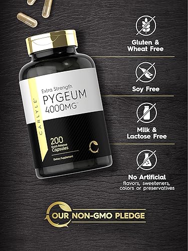 Miniatura 4 de Carlyle - Corteza de Pygeum africanum,1500 mg, 200 cápsulas, extracto de alta potencia que apoya la salud de la próstata, suplemento sin gluten ni