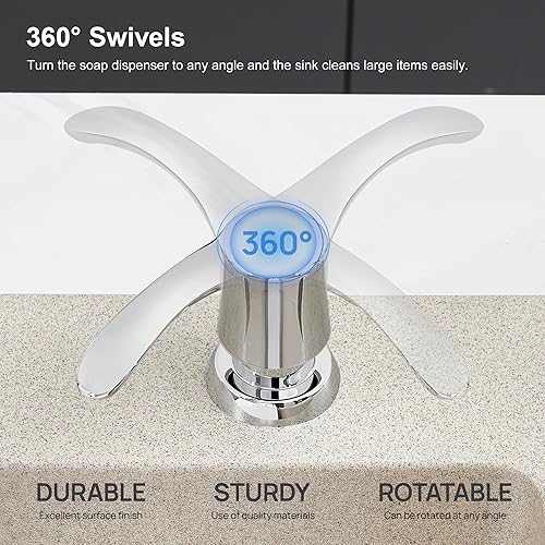 Miniatura 7 de GAGALIFE Dispensador de jabón para fregadero de cocina con botella grande, dispensador de jabón integrado para fregadero de repuesto desde la parte