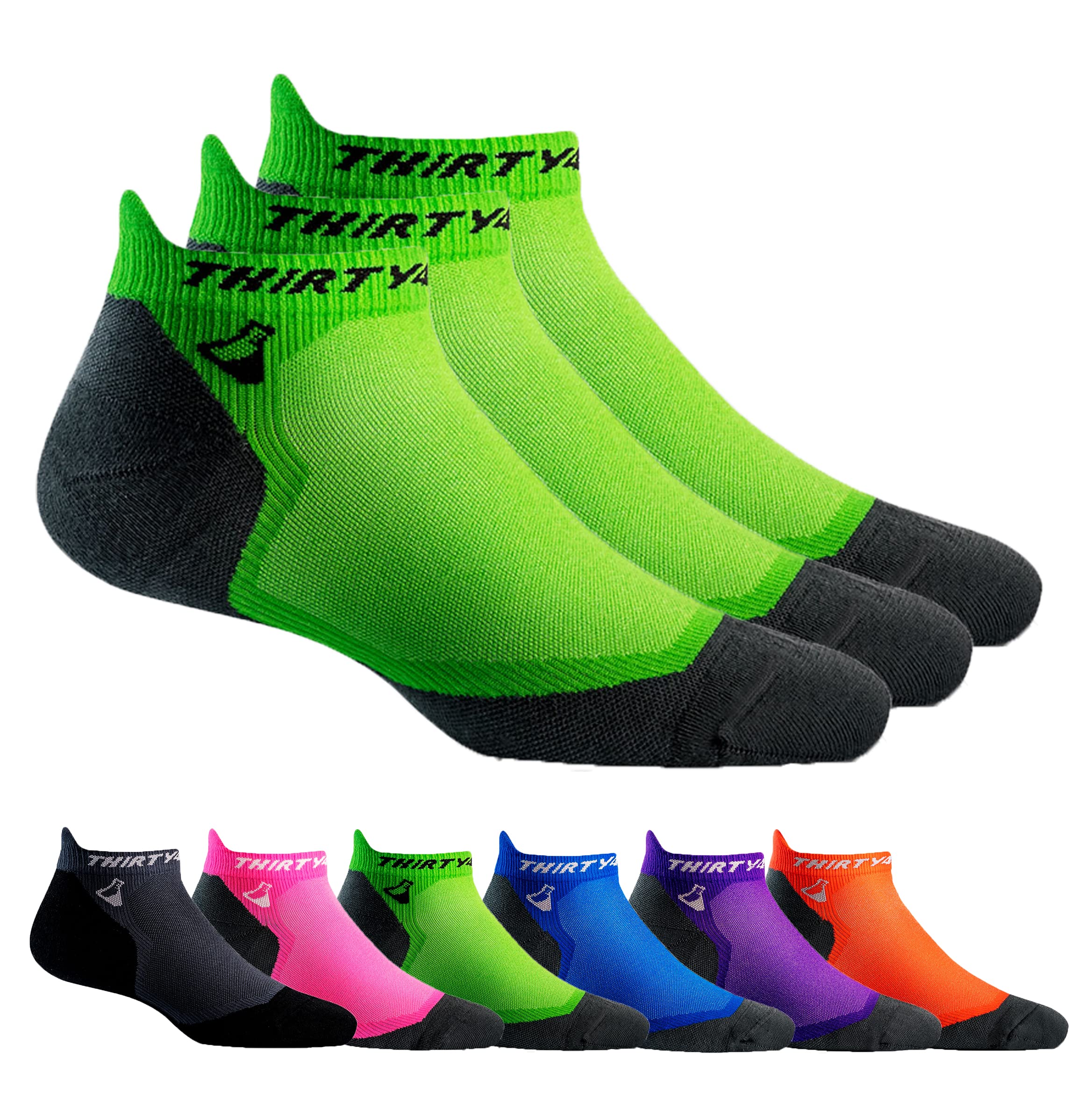 Thirty48 Ultralight Athletic Running Socks for Men and Women with Seamless Toe, Moisture Wicking, Cushion Padding