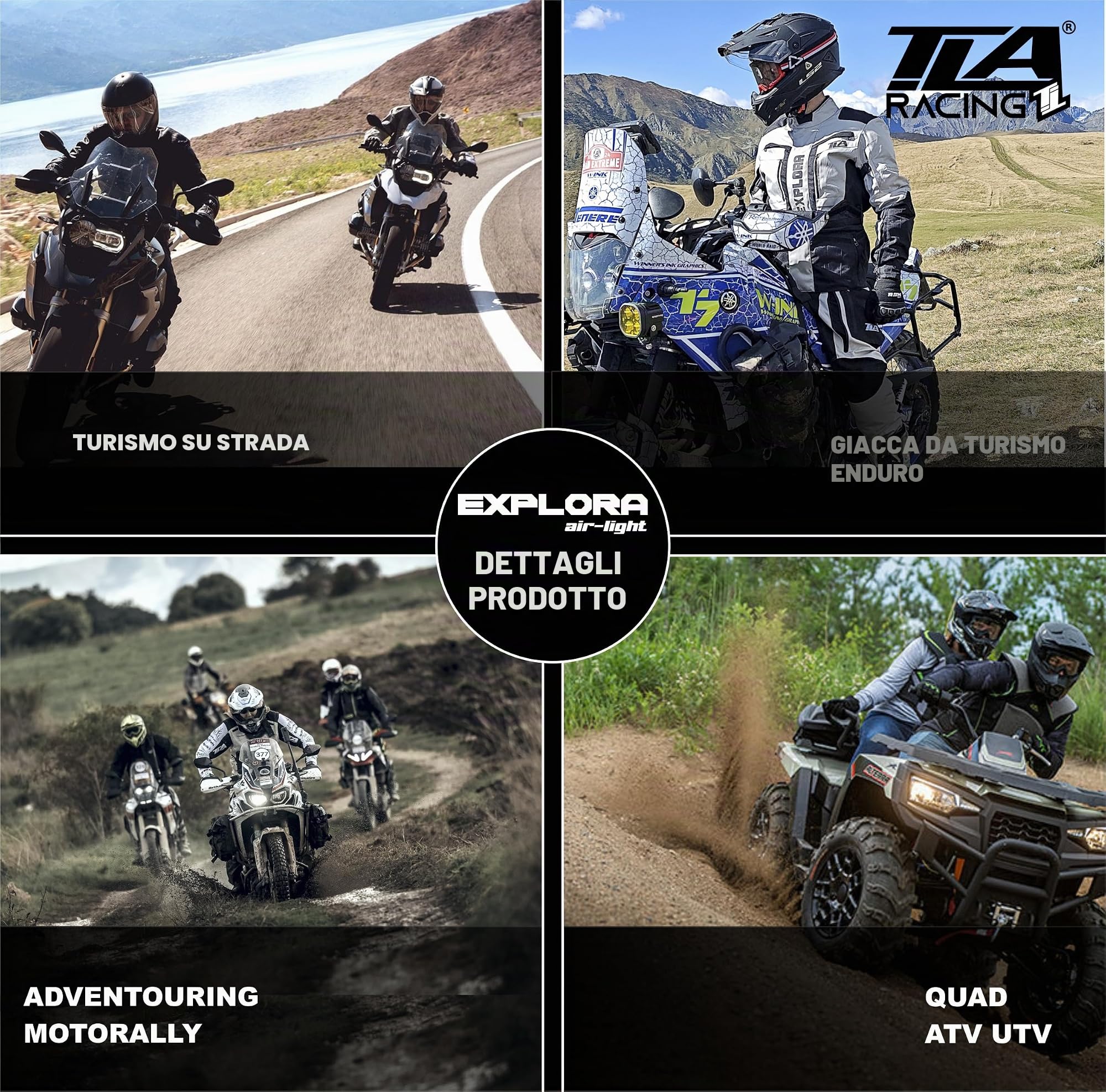 TLA EXPLORA LIGHT Giacca moto con protezioni omologata CE classe A, fodera impermeabile rimovibile, taglie sino 7XL uomo, donna, Giubbotto moto Enduro mezza stagione, estiva