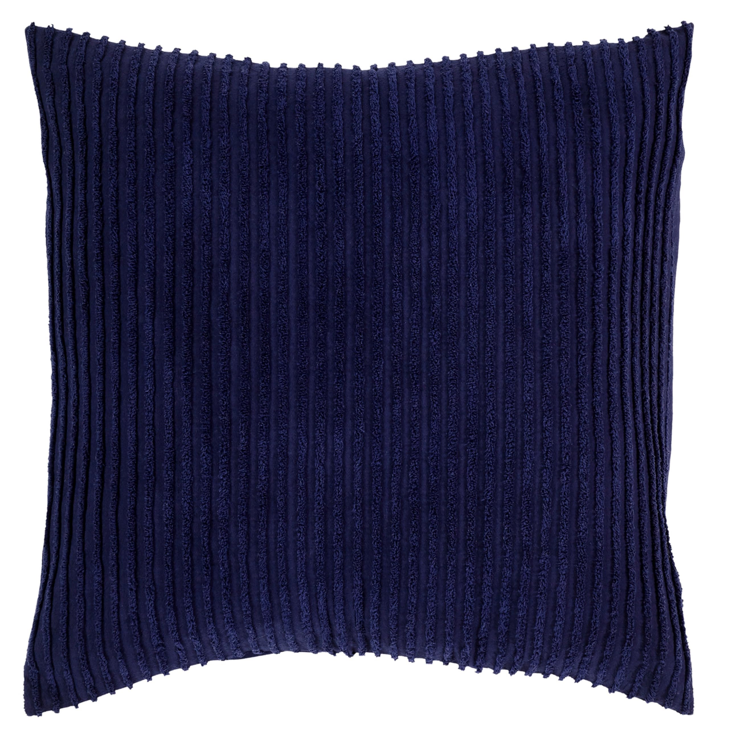 Better Trends Jullian Collection is Super Soft and Light Weight in Bold Stripes Design 100% Cotton Tufted Unique Luxurious Machine Washable Tumble Dry, Euro Sham, Navy