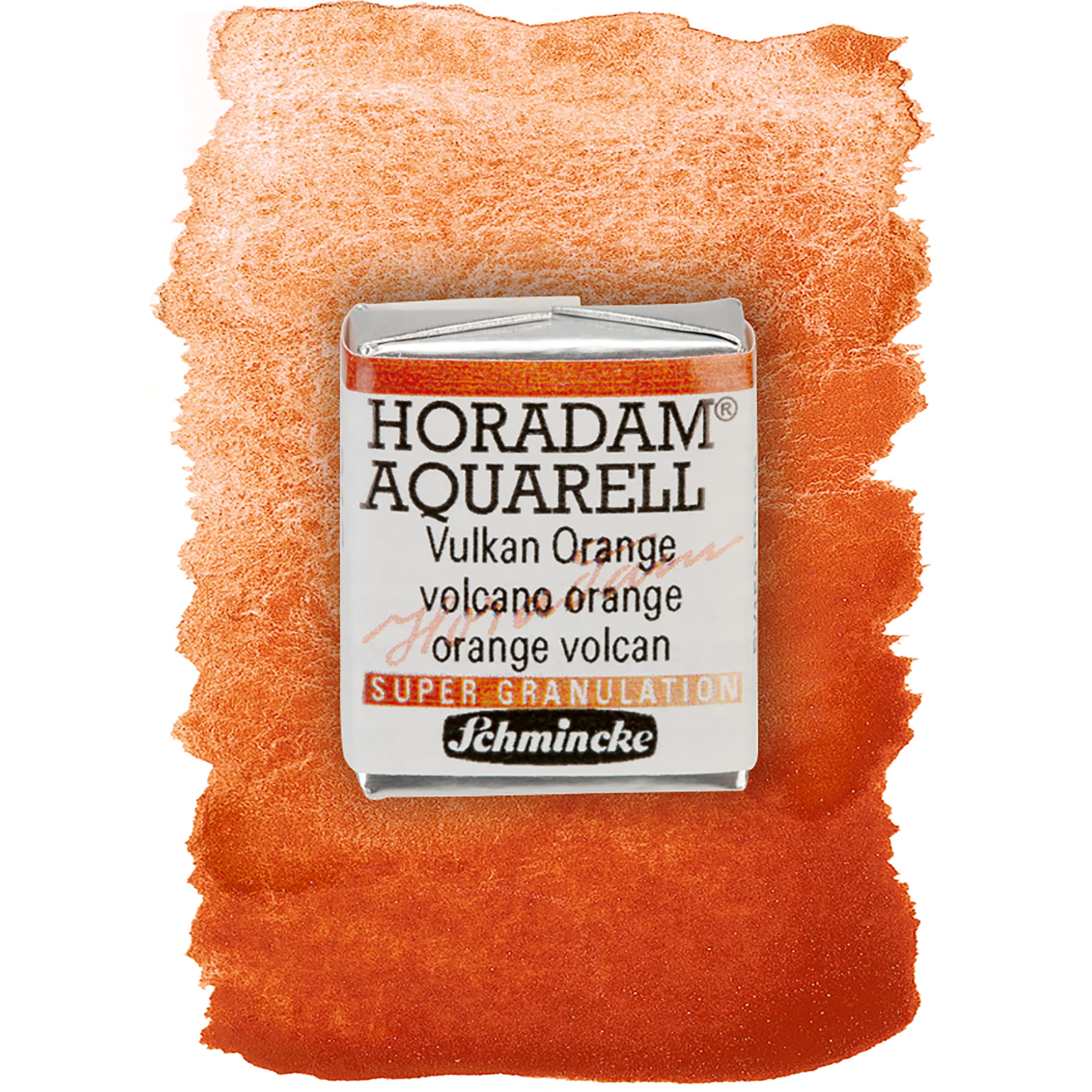 Schmincke - HORADAM® AQUARELL, Super Granulation, 14 912 044 Volcano Orange, 1/2 pans, very strong granulating colors, finest, super granulating watercolors