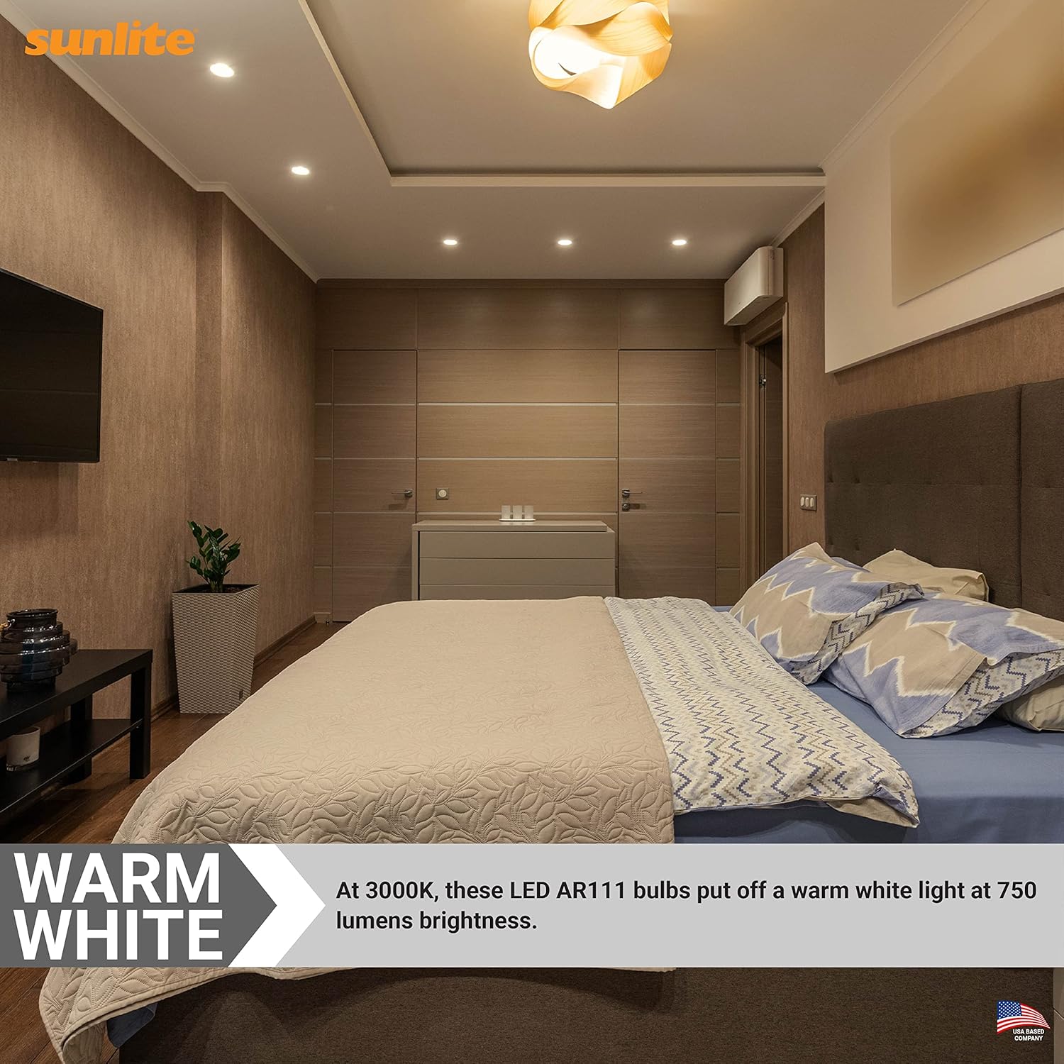 Sunlite 41829 AR111 Reflector Spot Light Bulb, COB, 24 Degree Beam Angle, 10 Watts, (75 Watt Equivalent), 750 Lumens, G53 Screw Terminal Base, 12 Volts, Non-Dimmable, 3000K Warm White, 6 Count