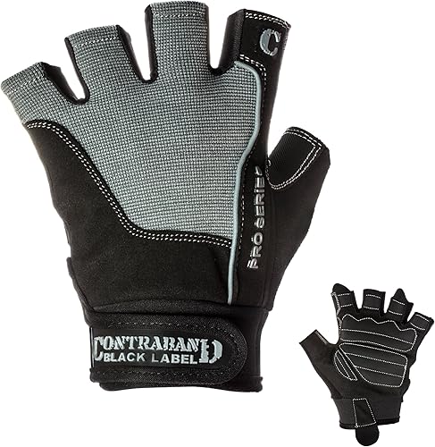 Contraband Black Label 5120 Pro Series Amara - Guantes de cuero para levantamiento con mango en tarro de palma - Luz duradera - Guantes de piel