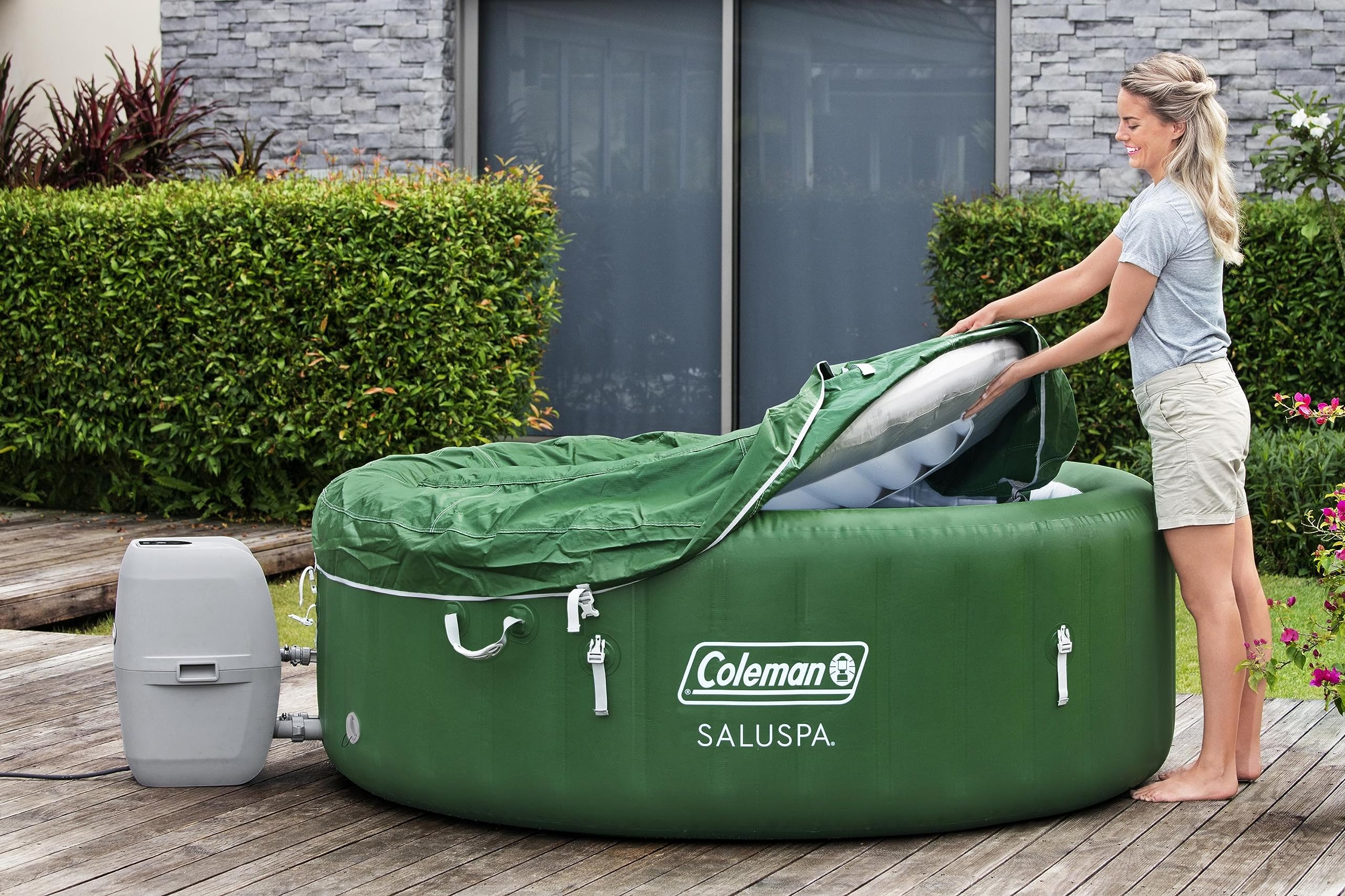 Amazon.com : Coleman SaluSpa Inflatable Hot Tub Spa | Portable Hot Tub with  Heated Water System and 140 Bubble Jets | Fits Up to 4 People : Sports u0026  Outdoors