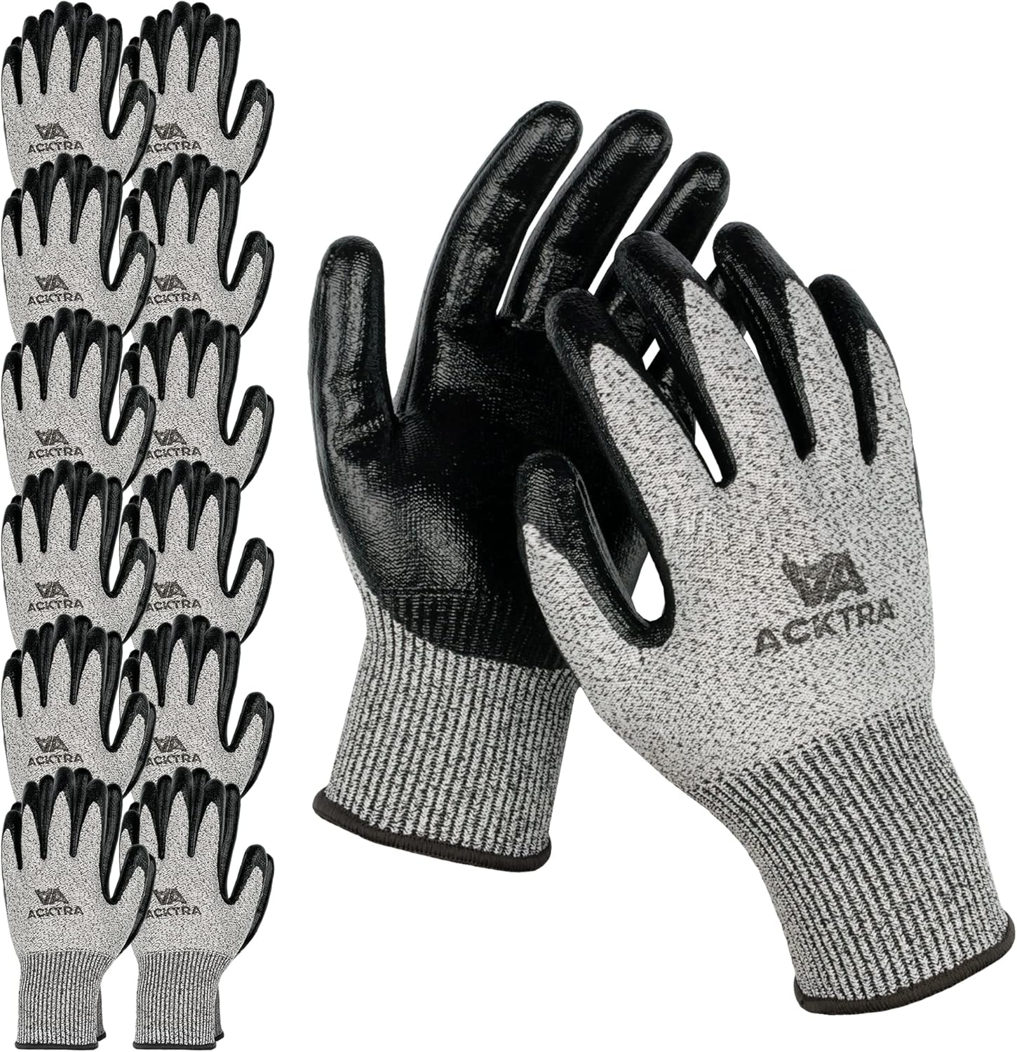 ACKTRA Cut Resistant Safety WORK Gloves, Level 5, EN 388, Bulk Pack WG012