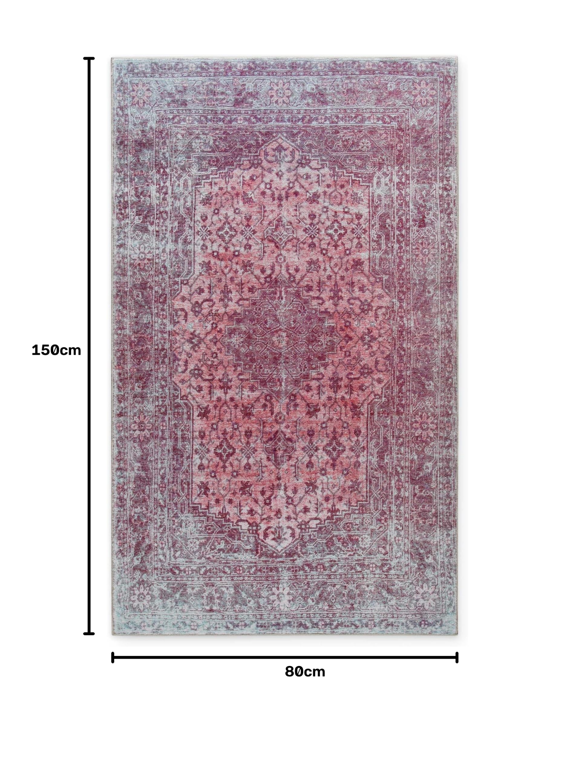 Wecon Home Badteppich Ralph, 80 x 150 cm, Pastell violett | orientalisches Vintage Design, rutschfester TPE-Rücken, waschbar bis 30 °C, OEKO-TEX® zertifiziert