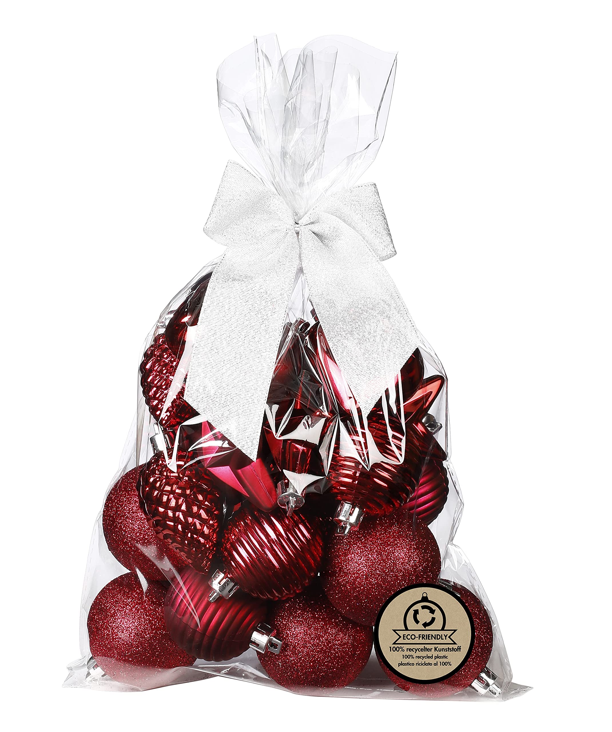 Boules de Noël lot de 30 suspensions plastiques roses à paillettes Inge-glas 5-7 cm
