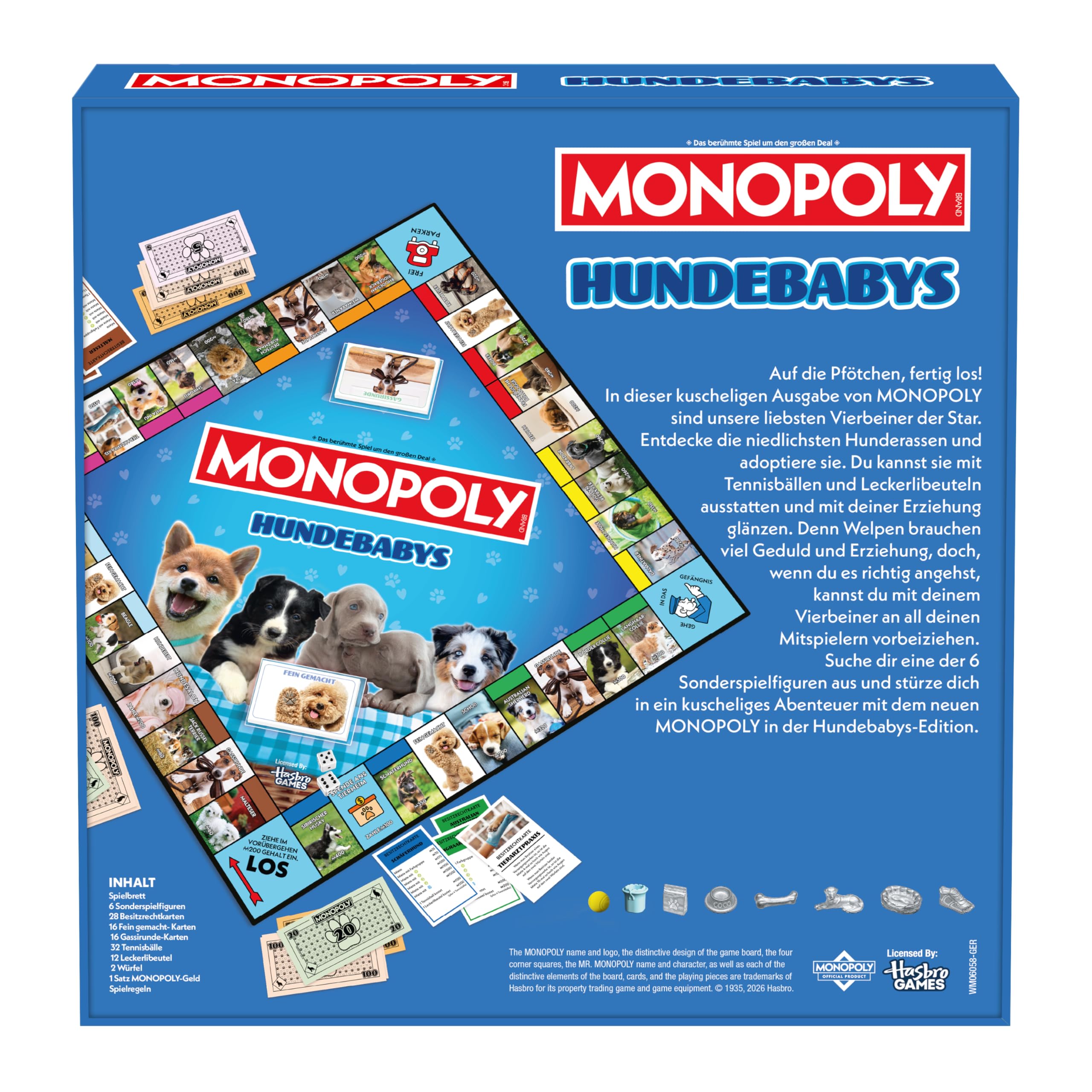 Winning Moves Monopoly Hundebabies Edition Monopoly - Juego para fans de la familia, estrategia, juegos de mesa para perros – 2-6 jugadores a partir de 8 años – alemán