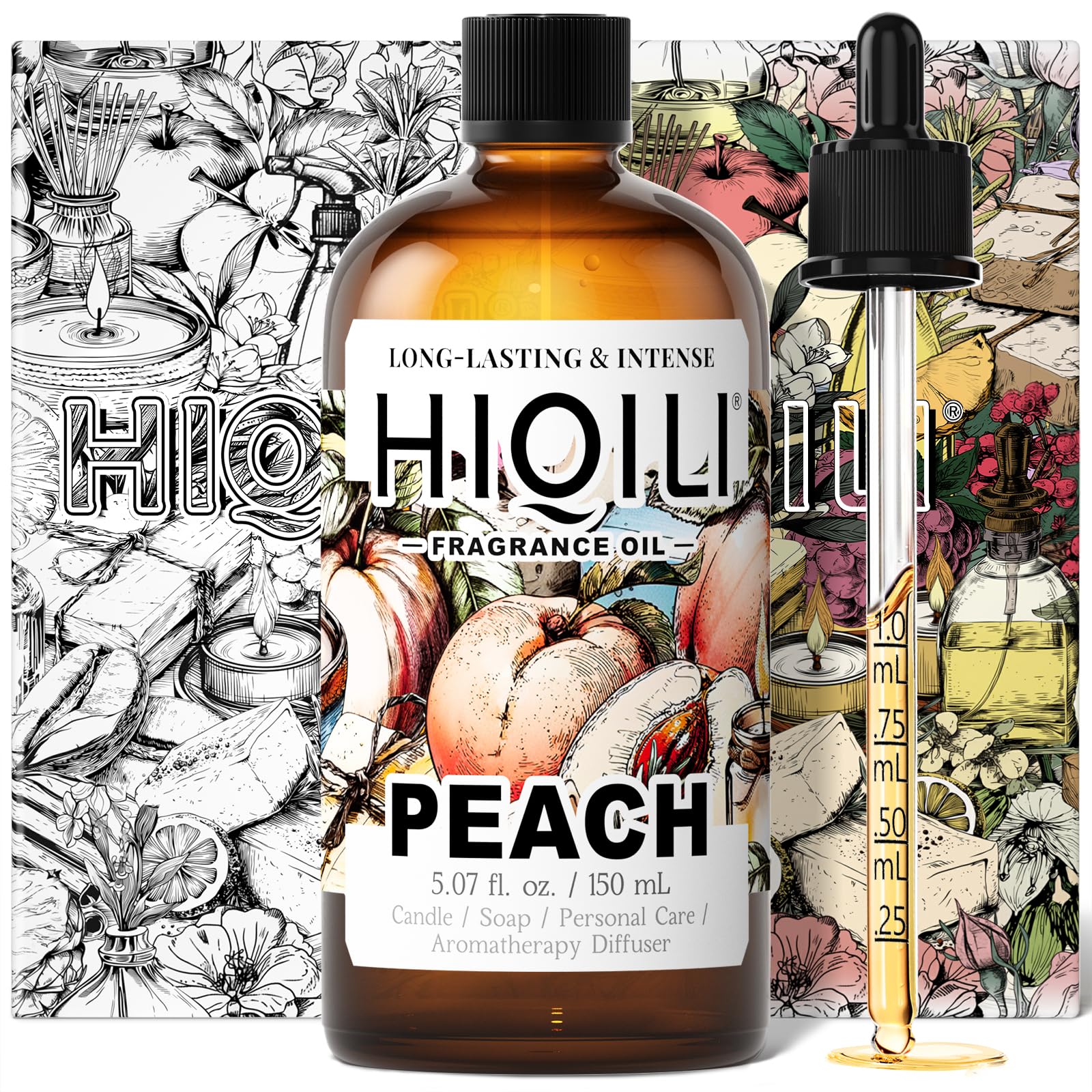 HIQILI Peach Fragrance Oil for Home Diffuser, Body Spray - 5.07 Fl Oz