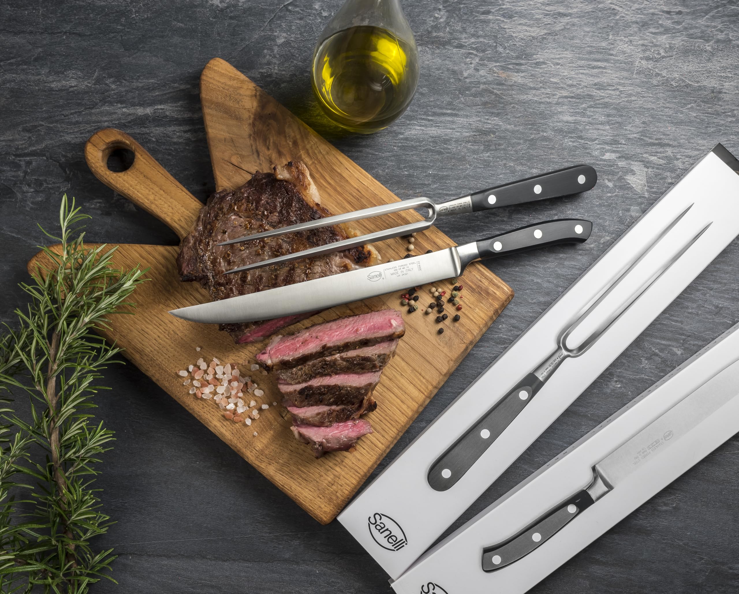 Sanelli, Set 2 PZ. Taglio carni e BBQ, acciaio forgiato professionale