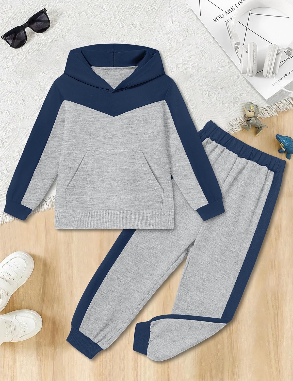Boys Clothes Long Sleeve Hoodie and Pants Color Block Sweatsuits 2 Piece Boy Fall Winter Outfits Set 5-10T - Image 6