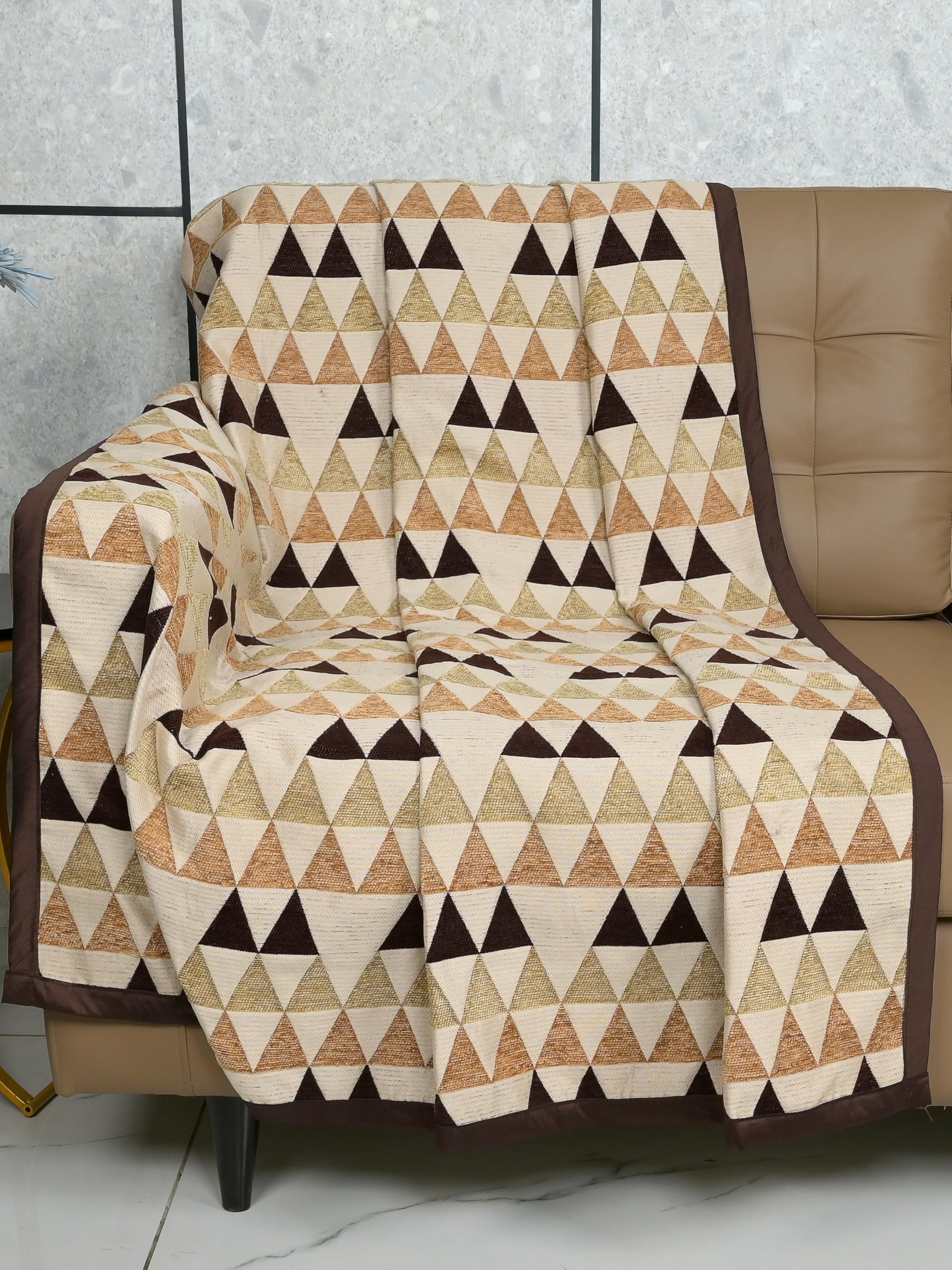 SARAL HOME EASY LIVING Saral Home Chenille 3 Seater Sofa Cover Throw (Brown, 140x210 cm)-image-48