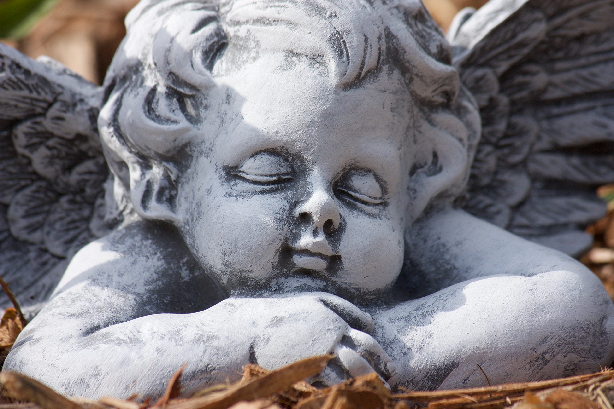 Ange Décoratif Endormi Avec Des Ailes, Figurine D'ange Tombale 22,5 Cm