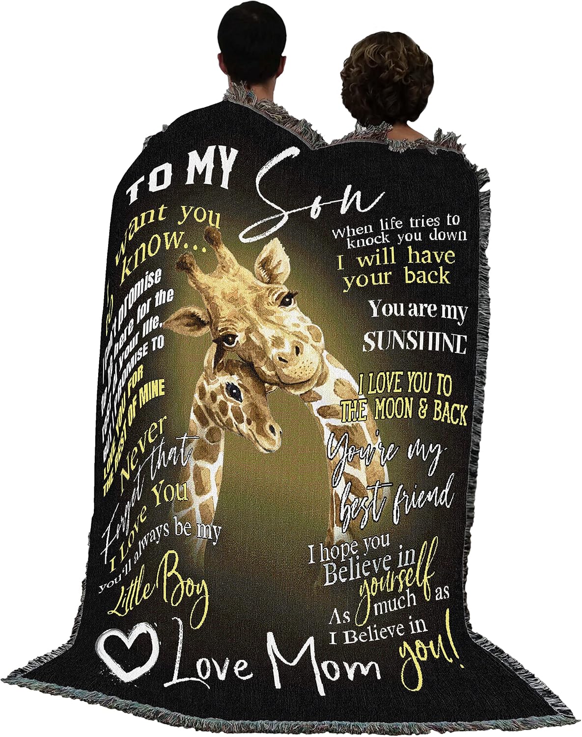 Pure Country Weavers Giraffe to My Son from Mom Blanket - Gift Tapestry Throw Woven from Cotton - Made in the USA (72x54)