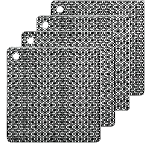 Miniatura 9 de Hotsyang Juego de 4 alfombrillas de silicona, almohadillas calientes de silicona y salvamanteles de silicona para platos calientes, ollas calientes