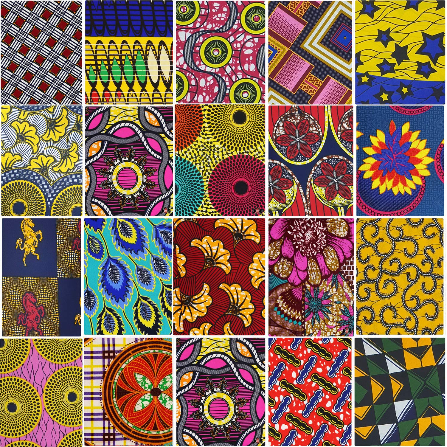 African Ankara Wax Print 4X Cotton Fabric Fat Quarters Bundle for Craft Making Quilting Patchwork