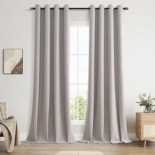 Miniatura 11 de Joywell Cortinas Opacas Totales de Lino Natural de Lino de 84 Pulgadas de Largo, con Ojales Aislamiento Térmico Oscurecimiento de Habitación