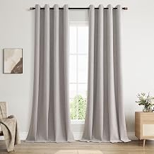 Joywell Extra Long 100% Blackout Linen Curtains 120 Inch Long for Bedroom,Grommet Thermal Insulated Black Out Curtain Room Darkening Faux Linen Window Drapes for Living Room,2 Panels,Linen,52 x 120