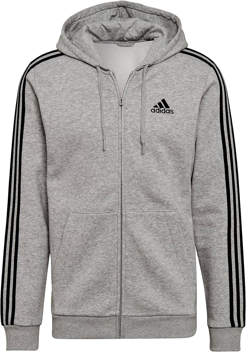 adidas Essentials - Forro polar de 3 rayas con cremallera completa para hombre