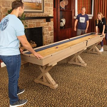 12 FT Solid Wood Shuffleboard Table, in 2 6' Pieces Goes Around Stairs & Hallways