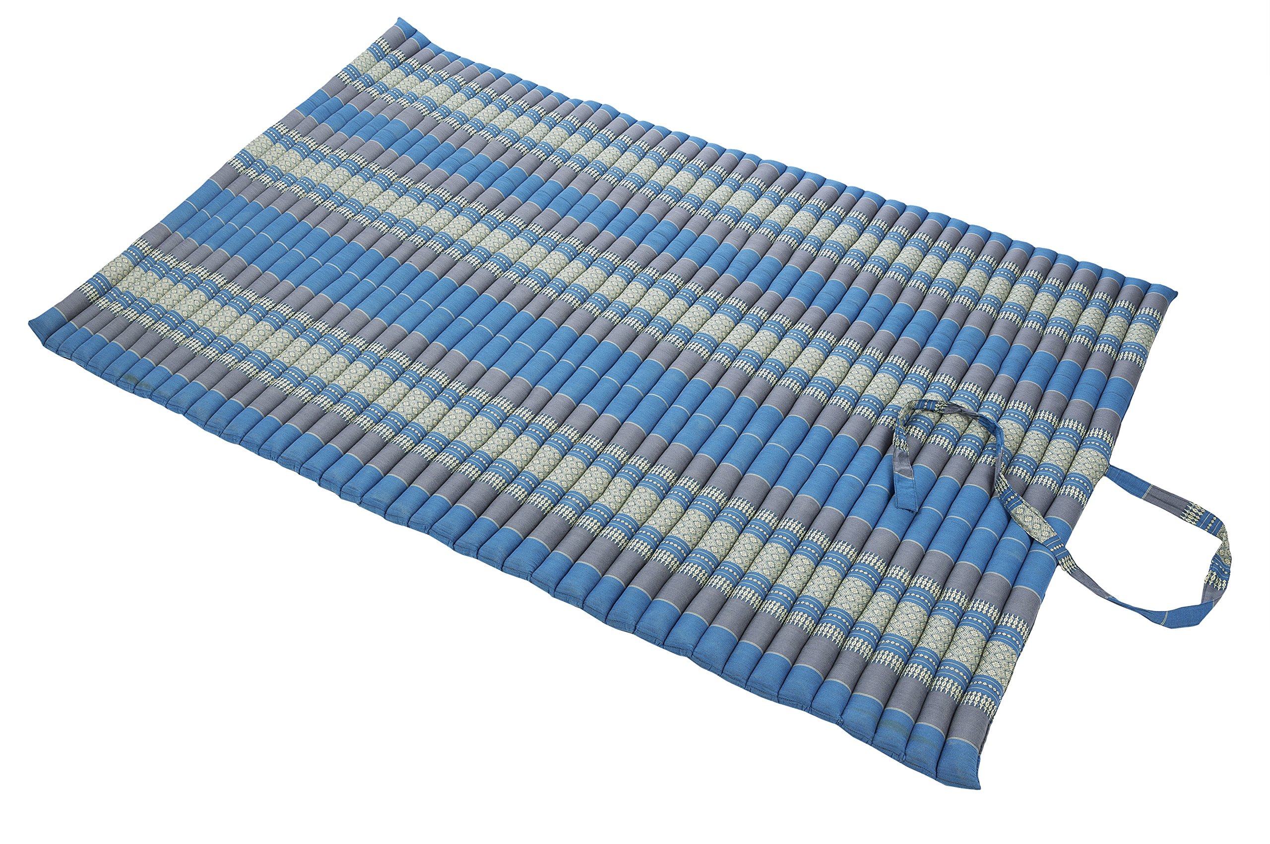 Thaikissen XXL Rollmatte ca. 200 x 160 x 5 cm, Thai Kapok Matte, Rollmatte für Massage, als Liegewiese oder zum Spielen, Kissen (Blautöne)