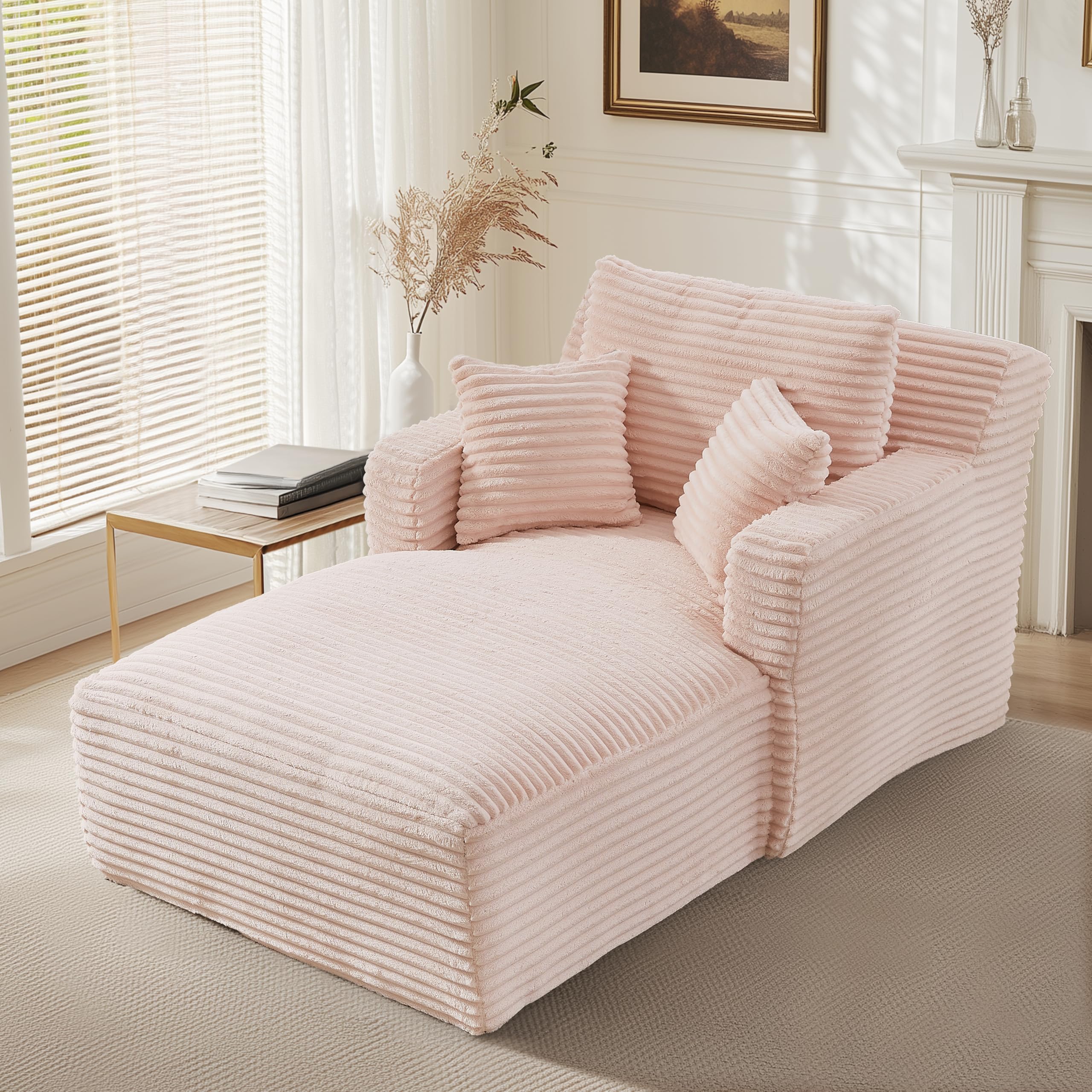 HAUSPROFI Schlafsessel aus Cord für Wohnzimmer, Büro oder Apartment (Rosa)