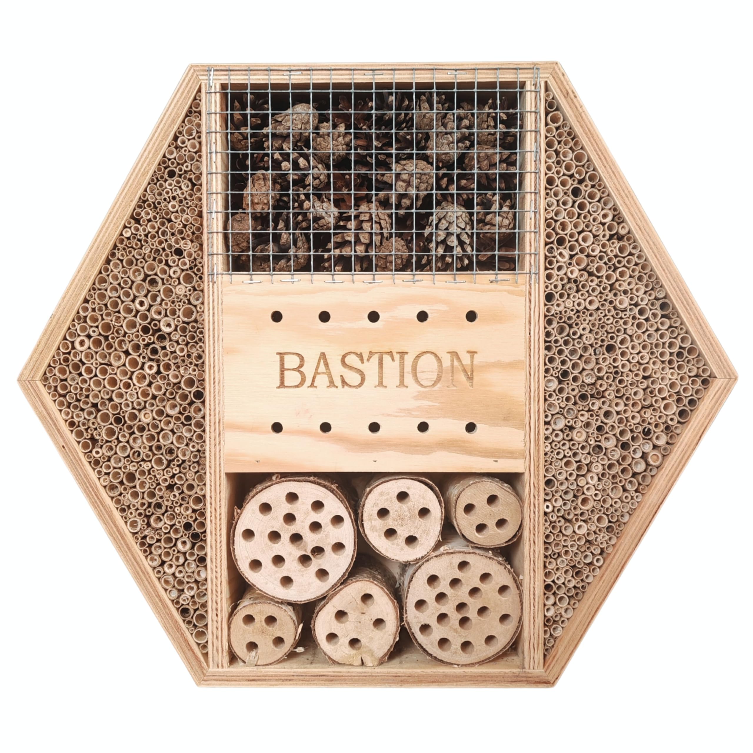 Dokkodo Insektenhotel Bastion XL – Bienenhotel aus europäischem Holz – 46,5 × 8 × 40 cm – Wetterfest & handgefertigt – Für Wildbienen im Garten