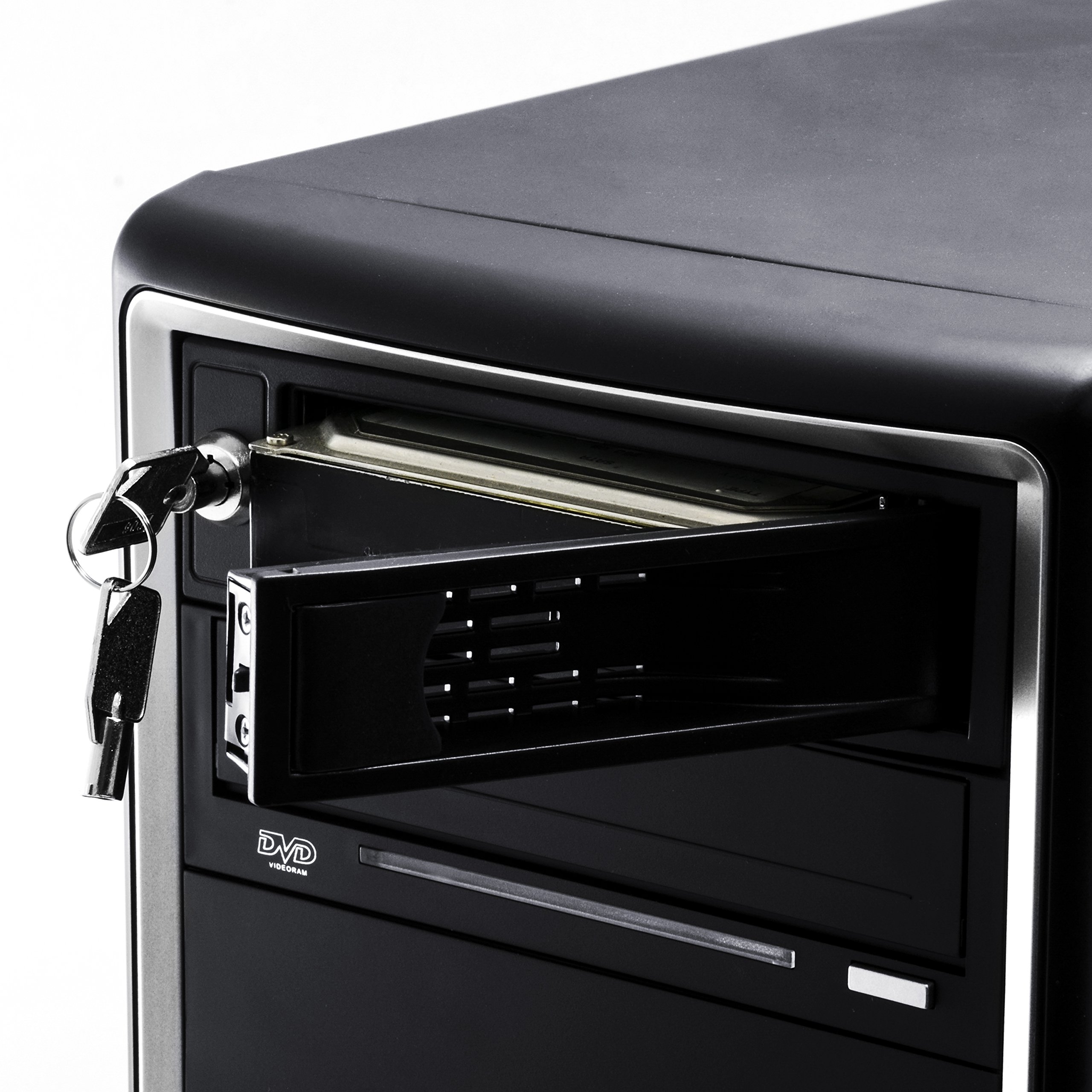 CSL - Telaio Removibile da 5,25 Pollici SATA Mobile Rack - Telaio per Disco Fisso SATA I II III HDD in Slot per unità da 3,25 Pollici - Fino a 6.0 GBit s - Kit antivibrazioni - chiudibile