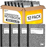 Vista 1 de Cuadernos de composición, cuaderno de composición de rayas anchas, cuaderno de composición de mármol de tapa dura, 100 hojas (200 páginas)