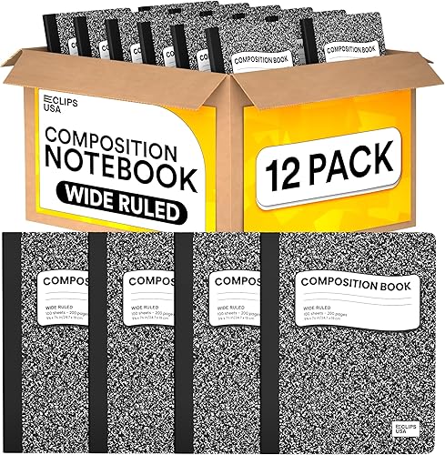 Miniatura 7 de VEEBOOST Composition Notebooks Wide Ruled Composition Notebook Hard Cover Marble Composition Notebook 100 sheets 200 Pages 6 College Ruled
