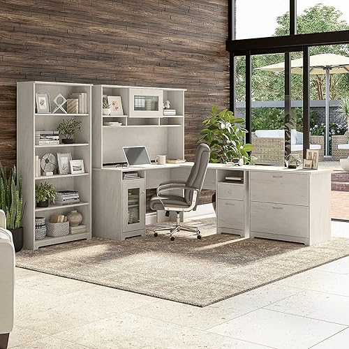Miniatura 6 de Bush Furniture Cabot - Armario de escritorio (60 W, color lino y roble blanco)
