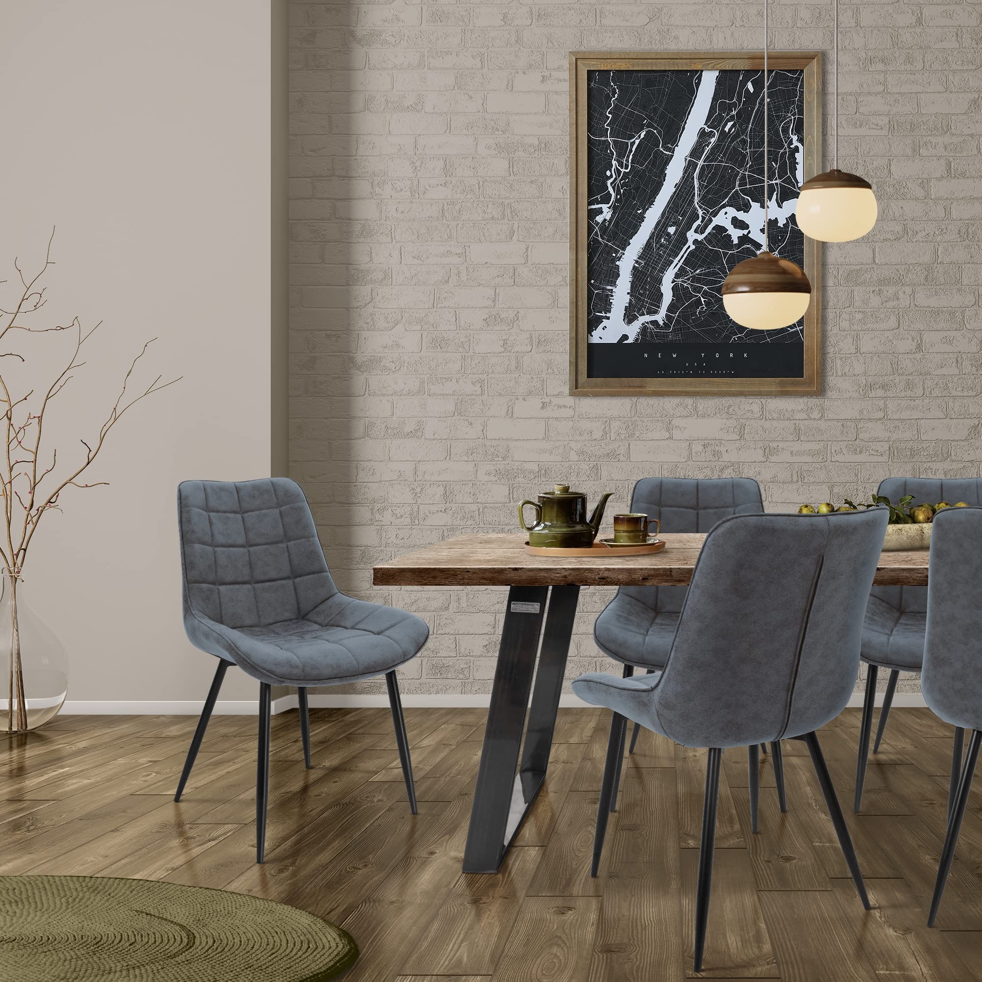 ML-Design Set di 2 Sedie per Sala da Pranzo Antracite con Schienale Sedia per Cucina con Rivestimento in Ecopelle Imbottita Gambe in Metallo Sedia Salotto Soggiorno Materiale Traspirante e Morbido